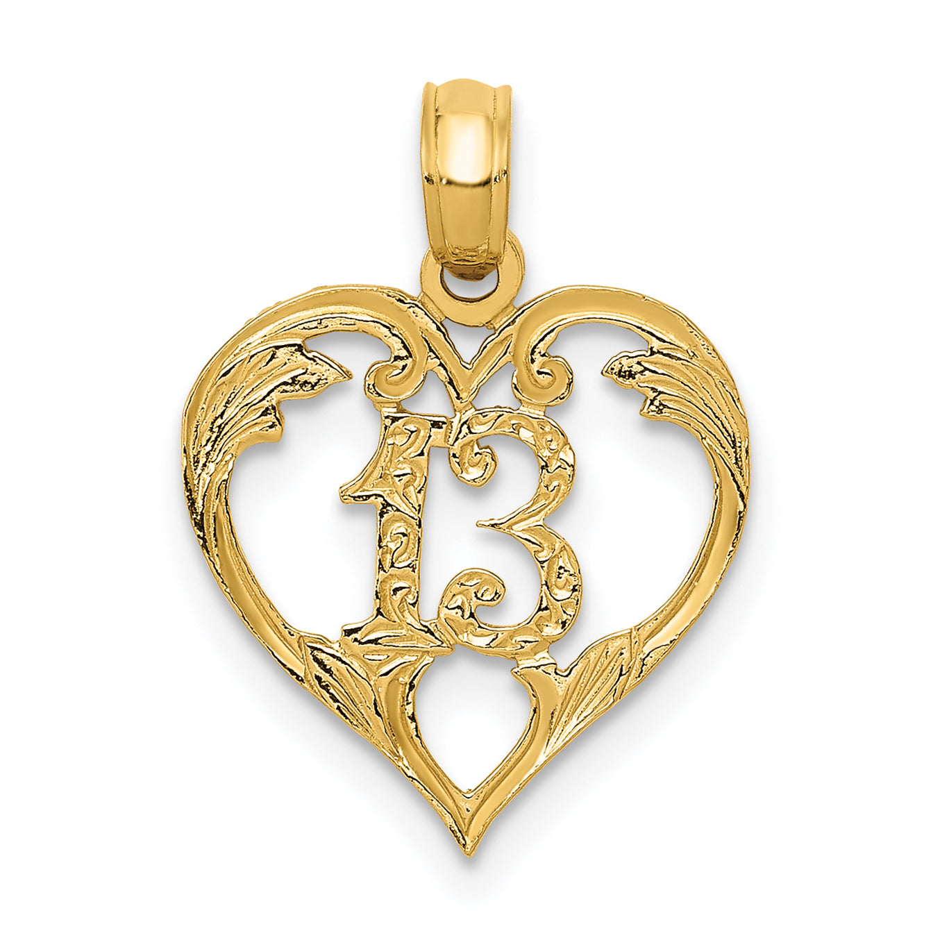 10k 13 in Heart Cut-out Pendant