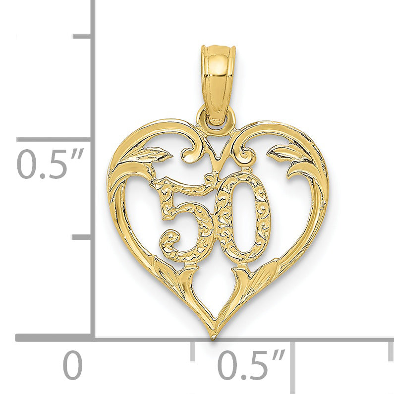 10k 50 in Heart Cut-out Pendant