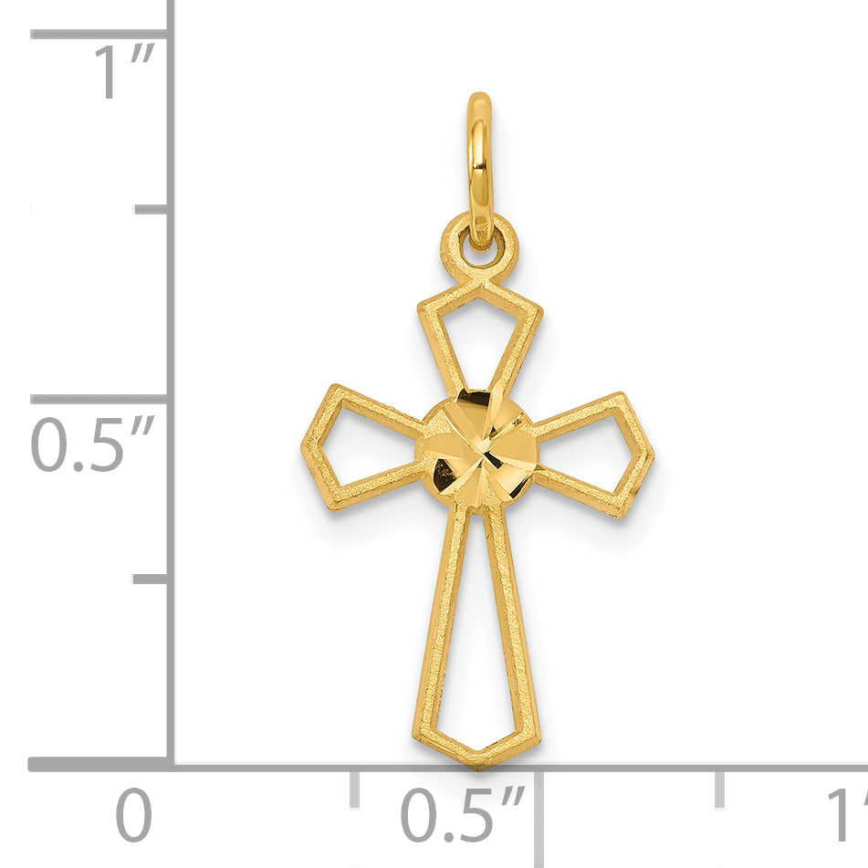 10K Yellow Gold Cross Charm with Polished Finish Solid and Elegant