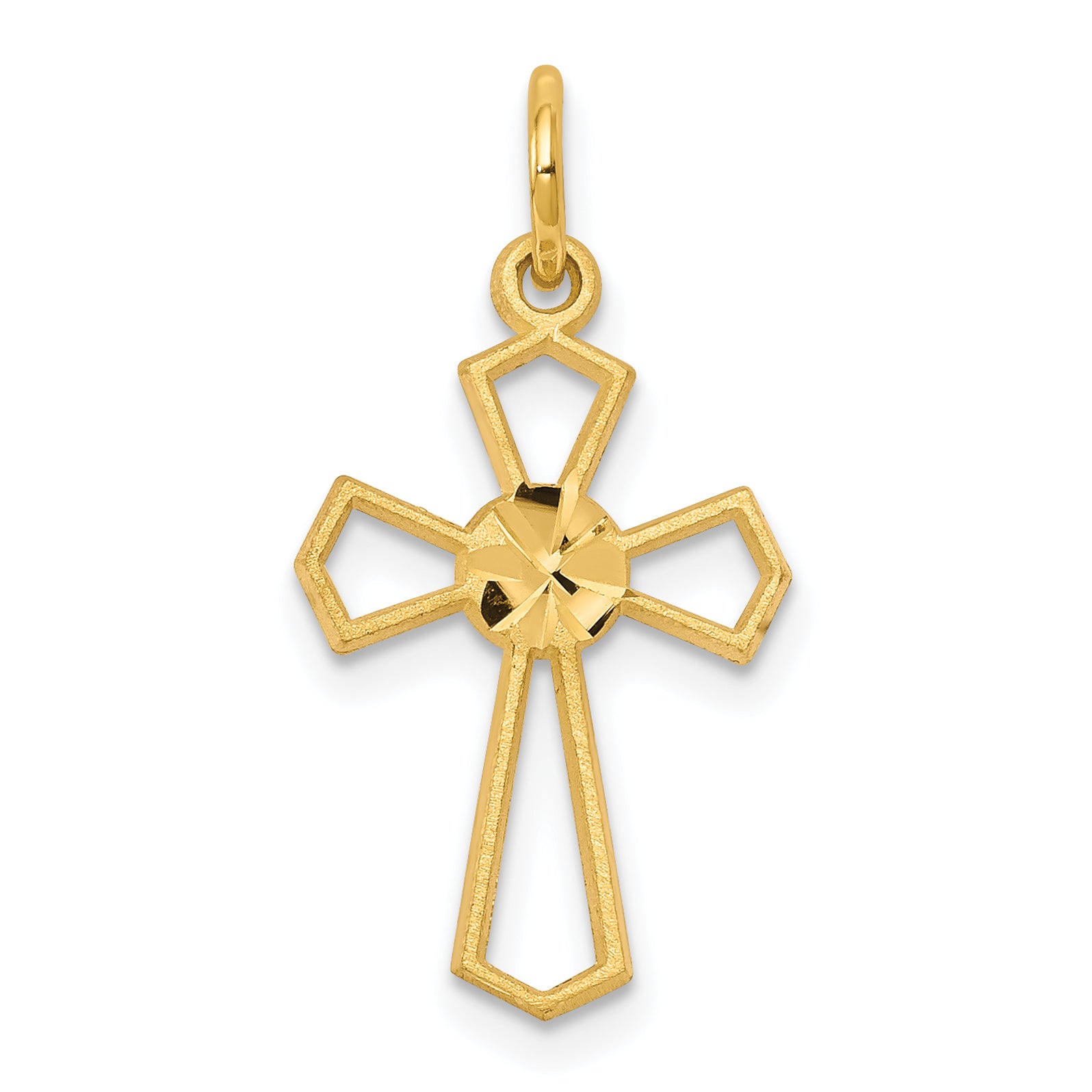 10k Yellow Cross Charm