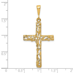 10K Yellow Gold Cross Pendant with Satin Polished Antiqued Finish 45mm