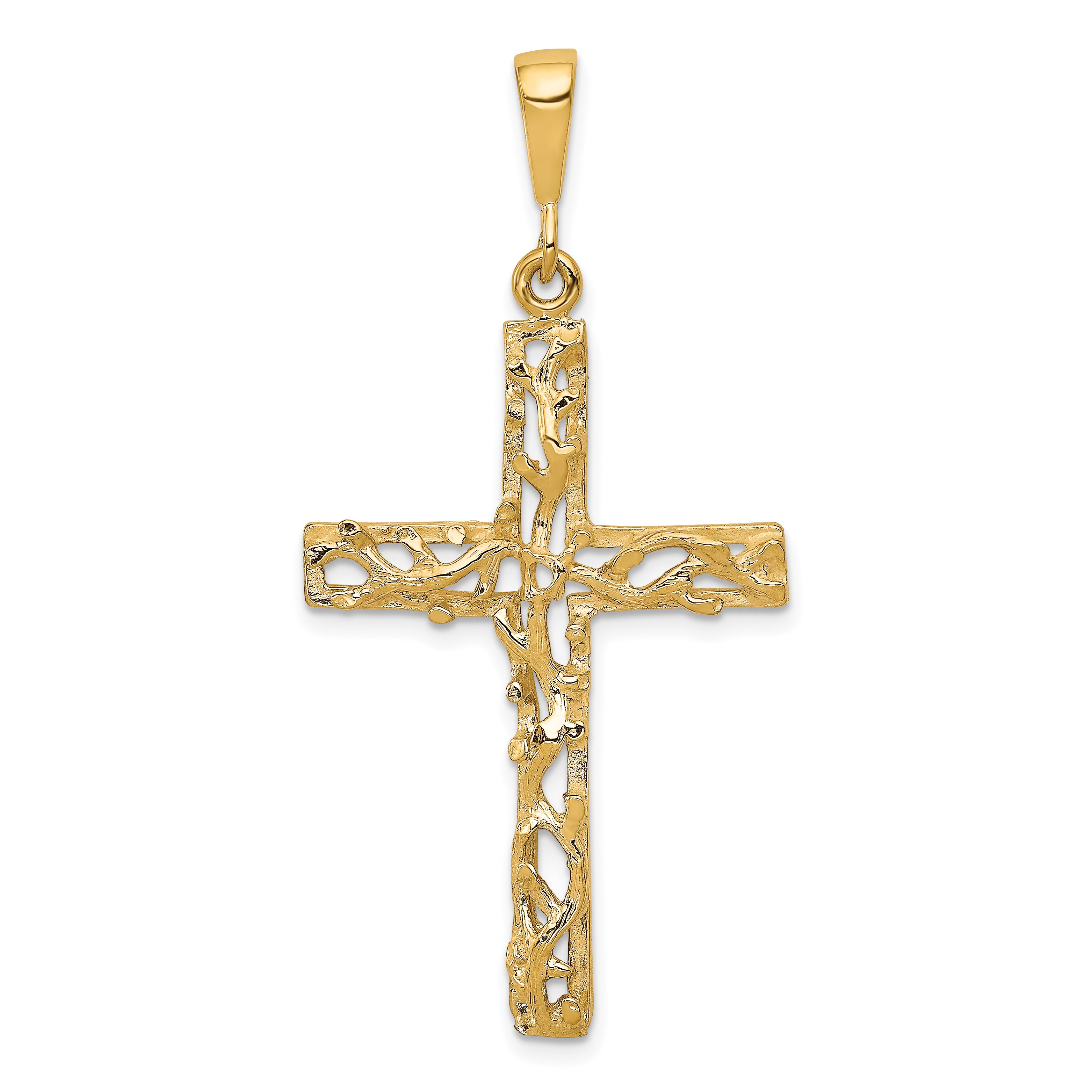 10k Satin Polished Antiqued Cross Pendant