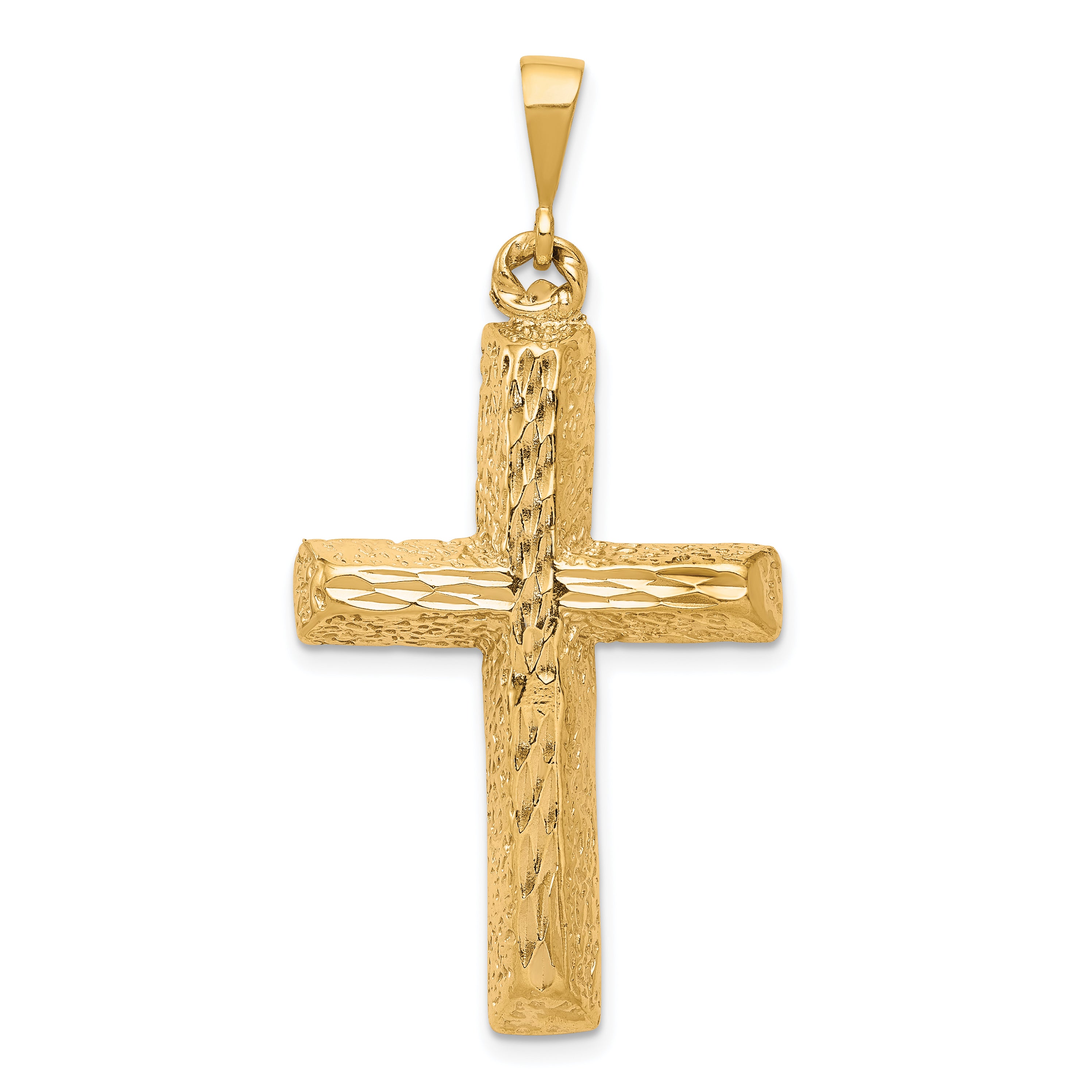 10k Diamond-cut Cross Pendant