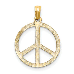 10k Textured Peace Sign Pendant