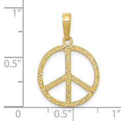 10k Textured Peace Sign Pendant