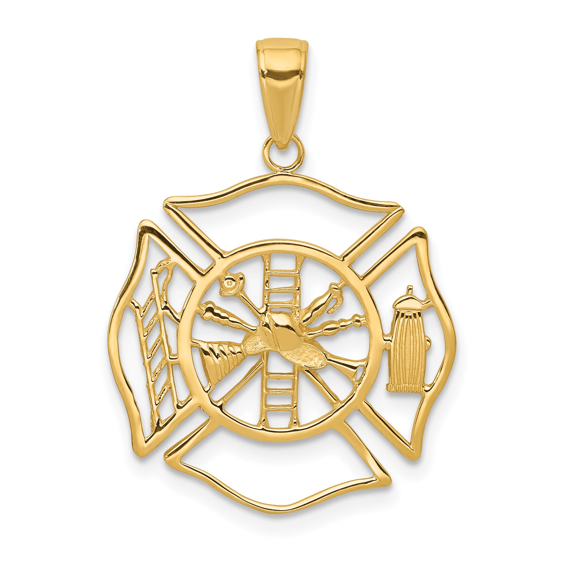 10k Fireman Shield Pendant