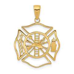 10k Fireman Shield Pendant