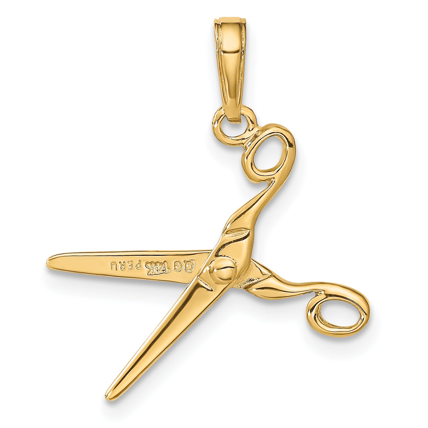 10k 3-D Moveable Scissors Pendant