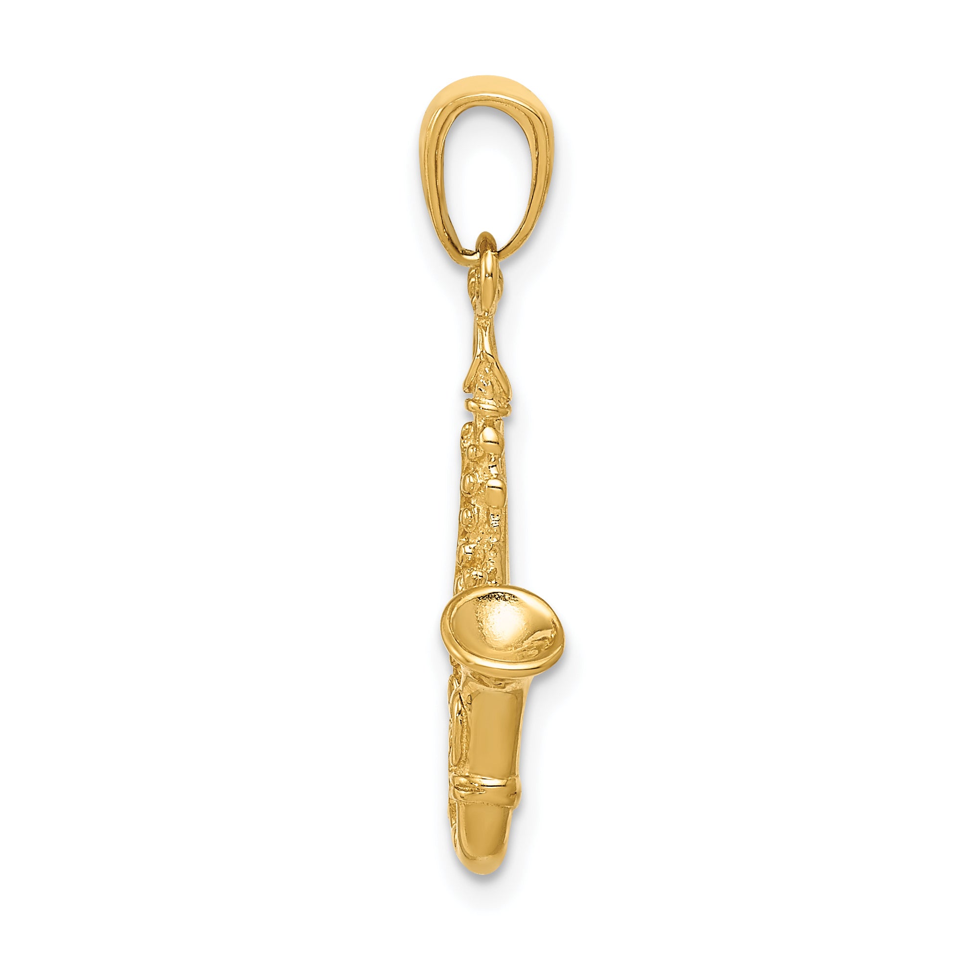 10k 3-D Saxophone Pendant