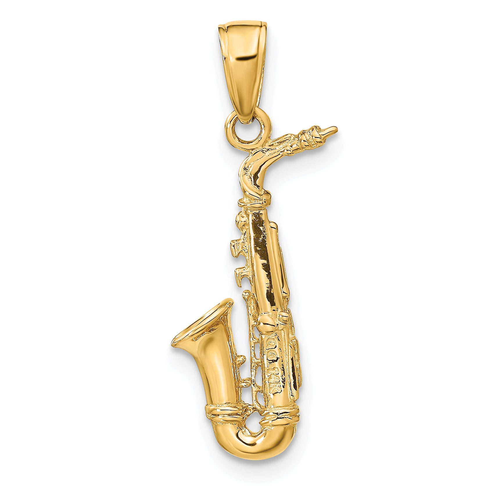 10k 3-D Saxophone Pendant