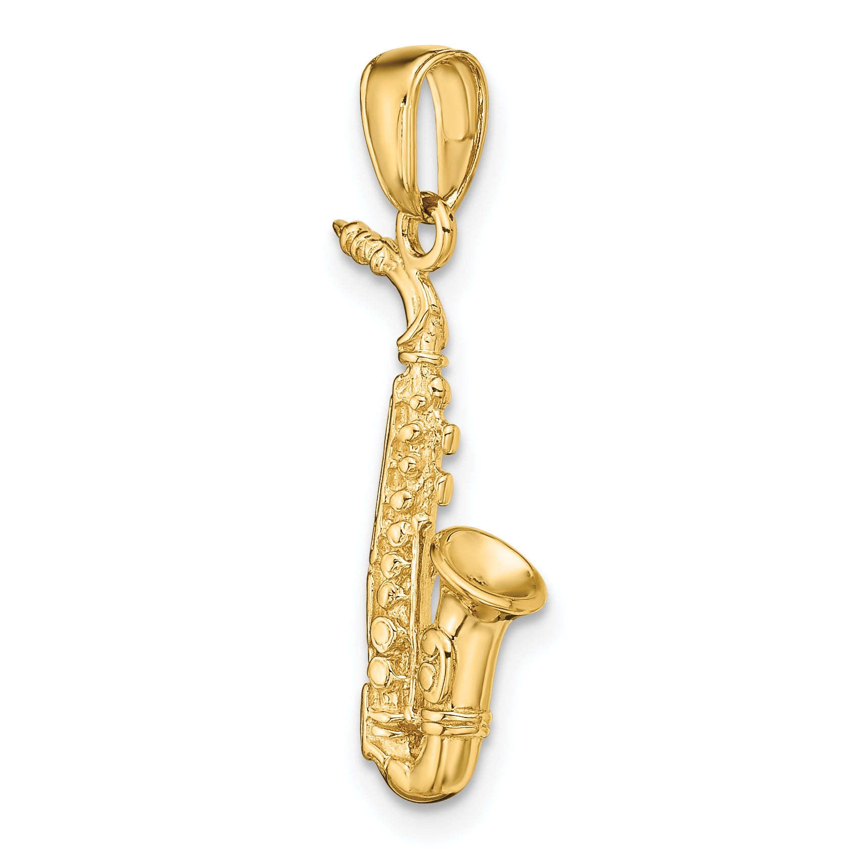 10k 3-D Saxophone Pendant