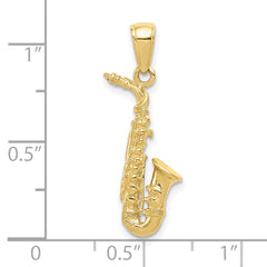 10k 3-D Saxophone Pendant