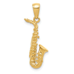 10k 3-D Saxophone Pendant