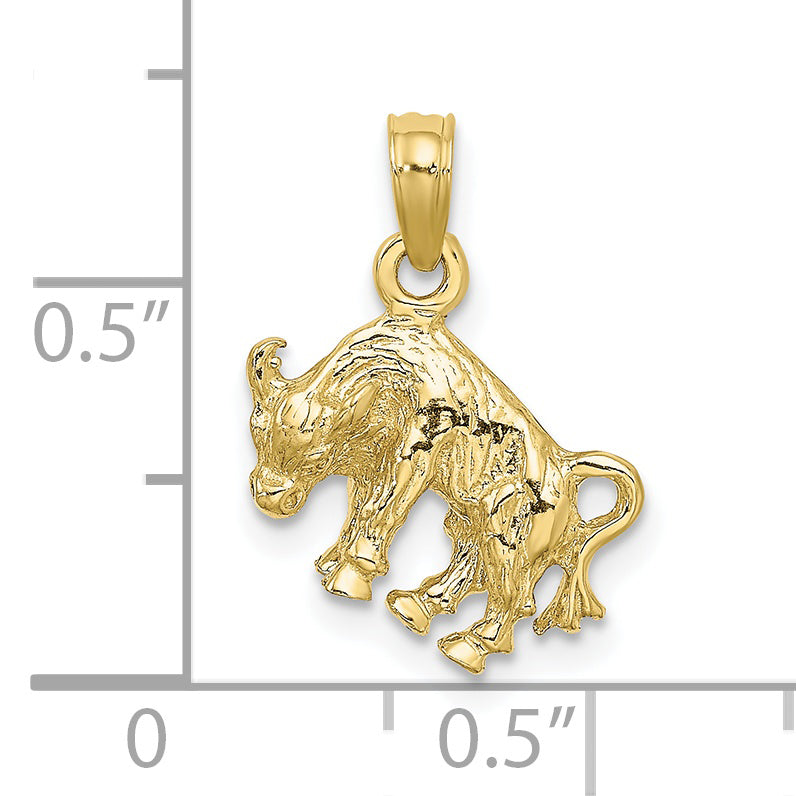 10K 3-D Taurus Zodiac Pendant