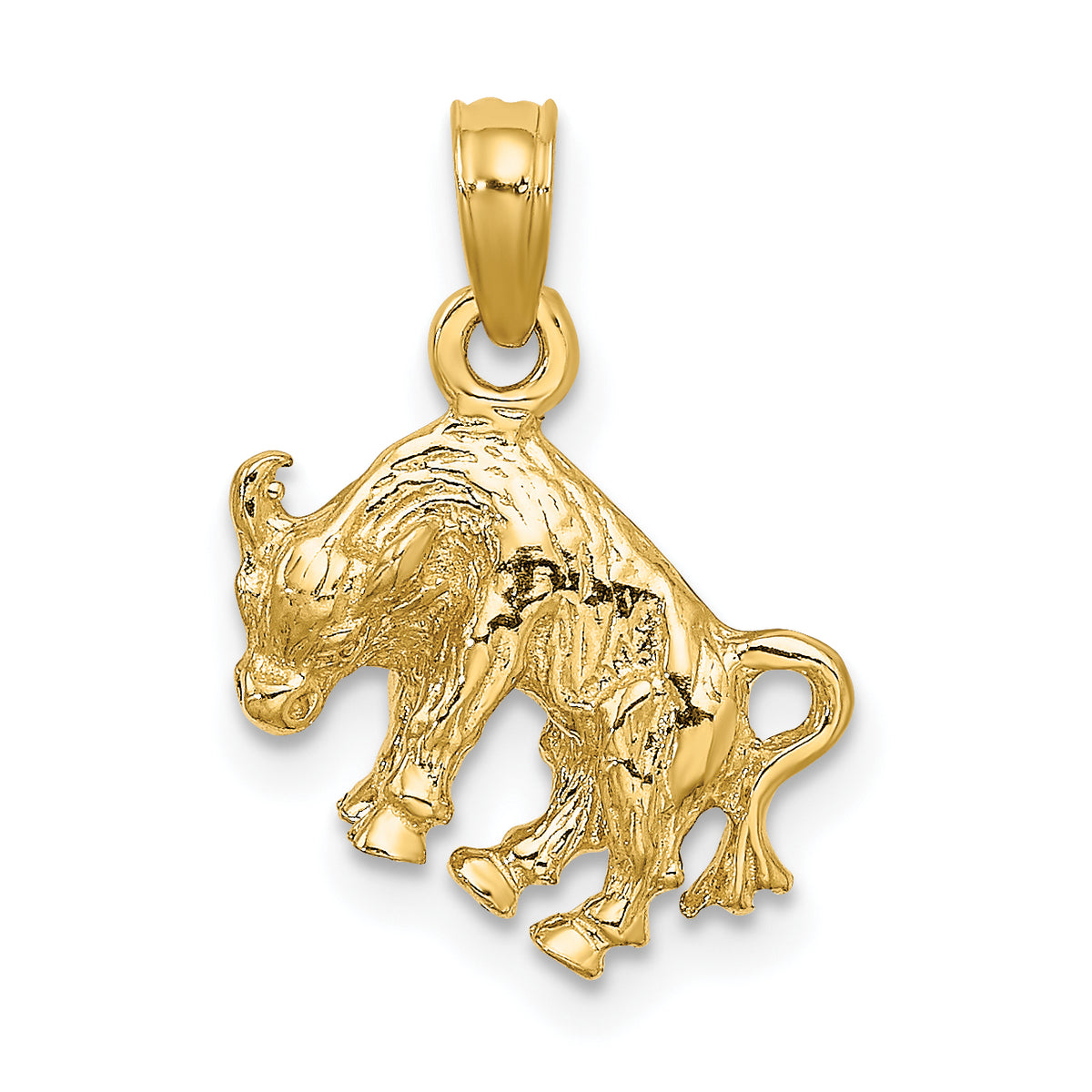 10K 3-D Taurus Zodiac Pendant