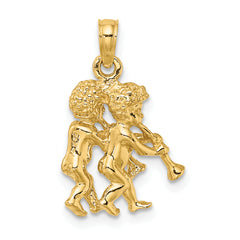 10K 3-D Gemini Zodiac Pendant