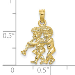 10K 3-D Gemini Zodiac Pendant