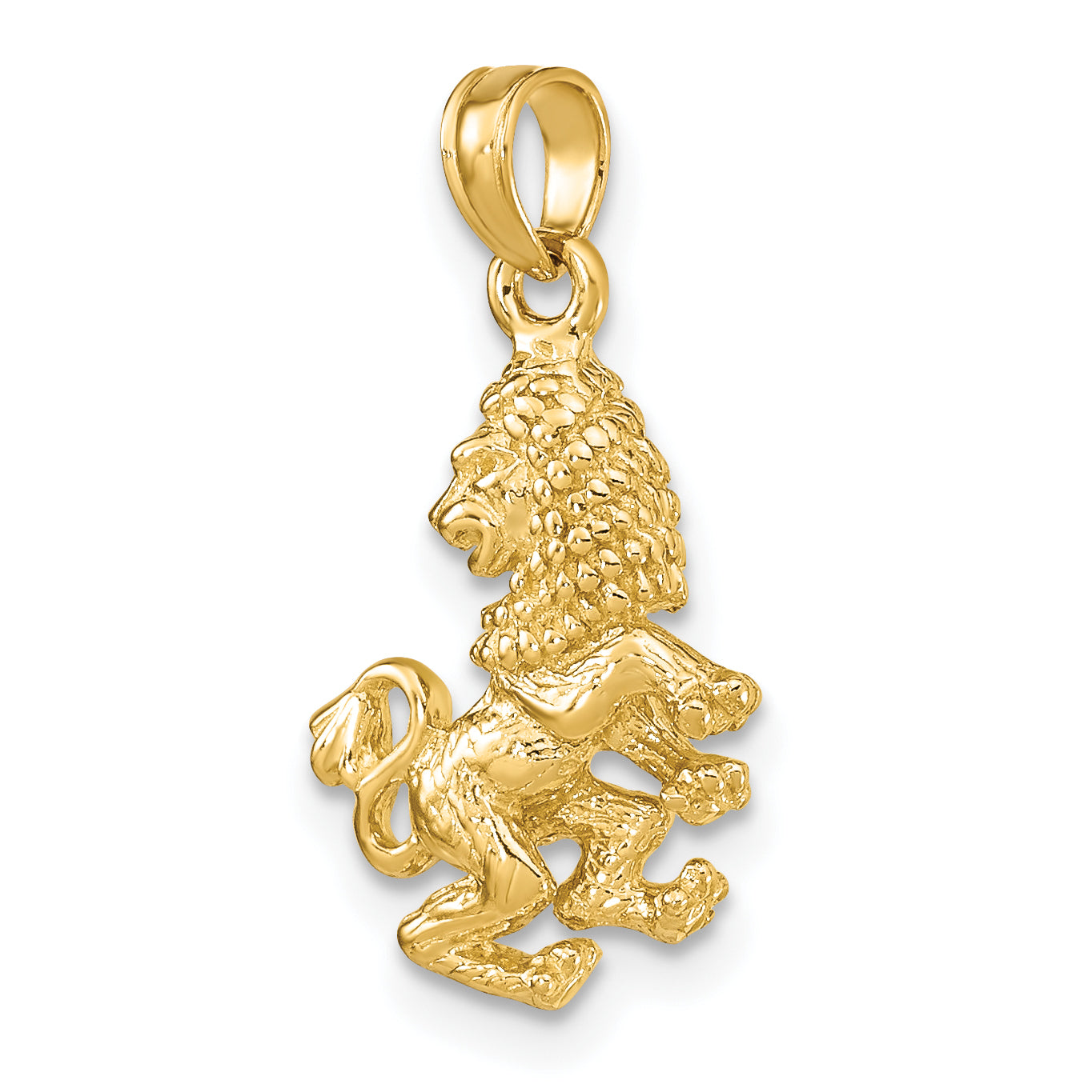 10K 3-D Leo Zodiac Pendant