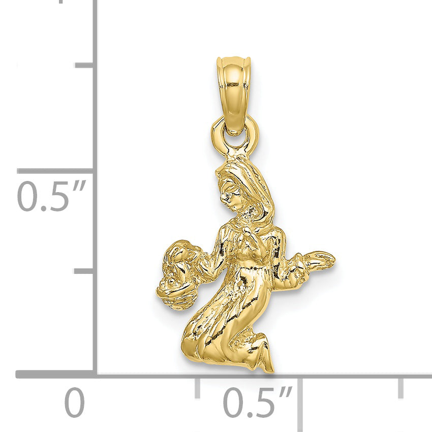 10K 3-D Virgo Zodiac Pendant