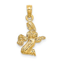 10K 3-D Virgo Zodiac Pendant