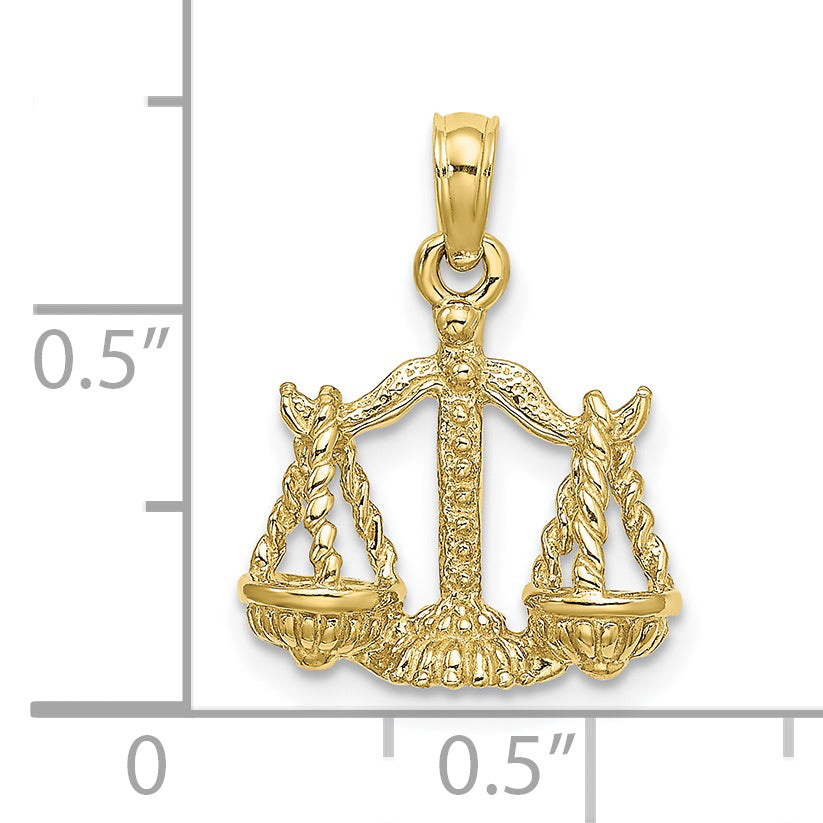 10K 3-D Libra Zodiac Pendant