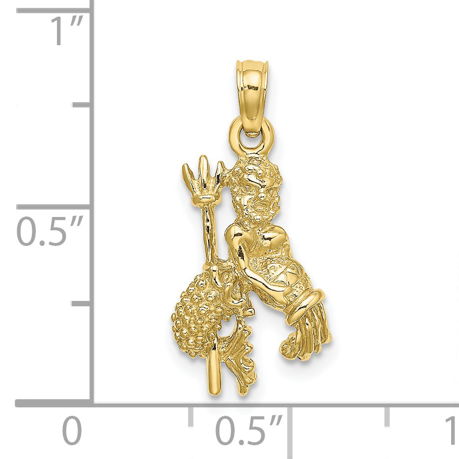 10K 3-D Aquarius Zodiac Pendant