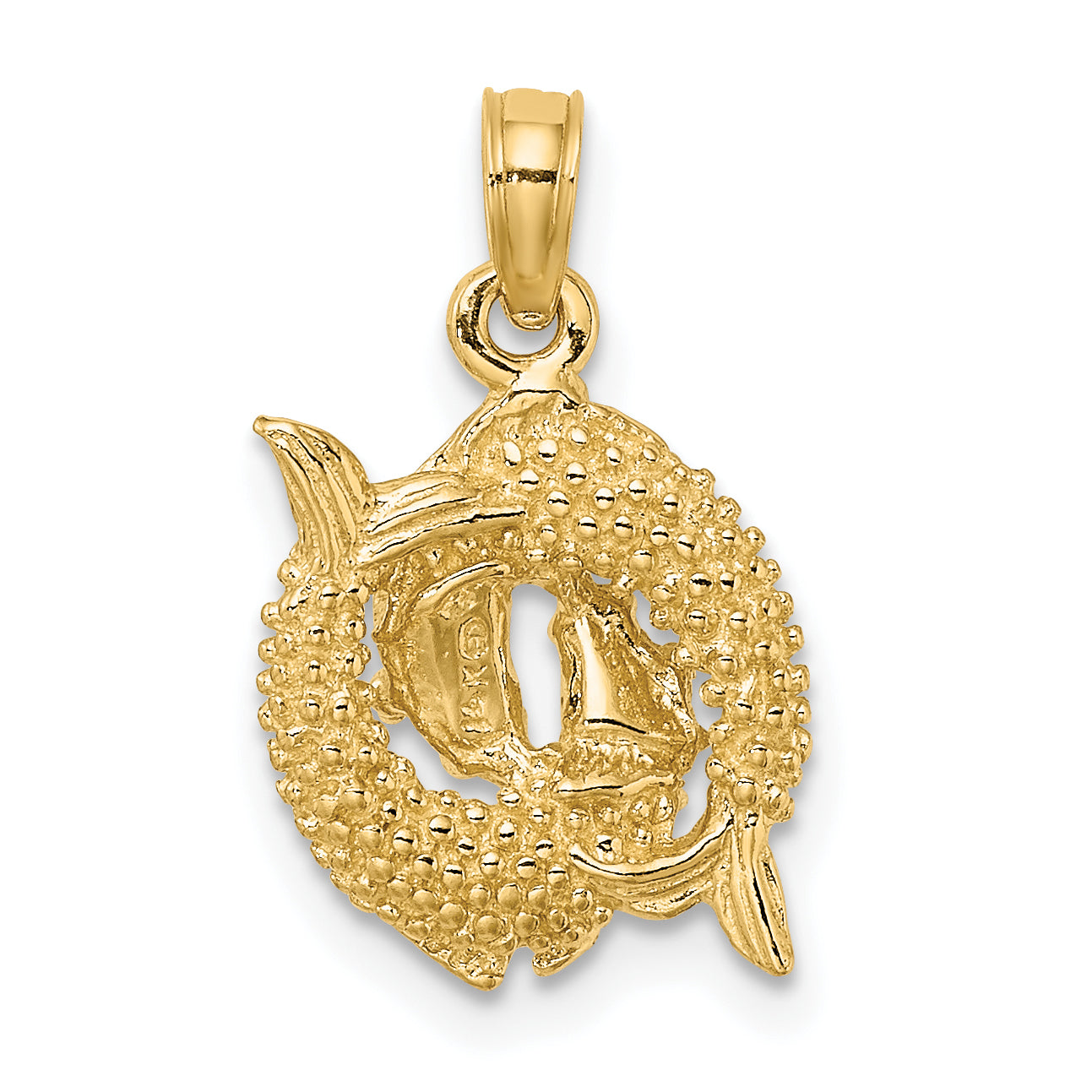 10K 3-D Pisces Zodiac Pendant