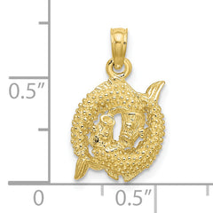 10K 3-D Pisces Zodiac Pendant