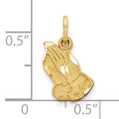 10K Yellow Gold Praying Hands Charm with Polished Solid Design