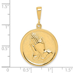 10K Gold Praying Hands Reversible Pendant with Serenity Prayer Polished Finish