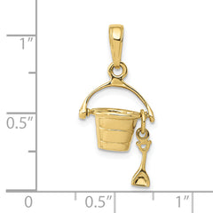 10k 3-D Beach Bucket with Shovel Charm