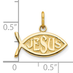 10K Gold Polished Jesus Fish Charm Solid, Elegant Religious Pendant