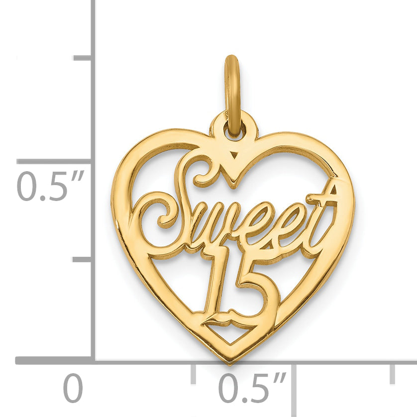 10K SWEET 15 In Heart Charm