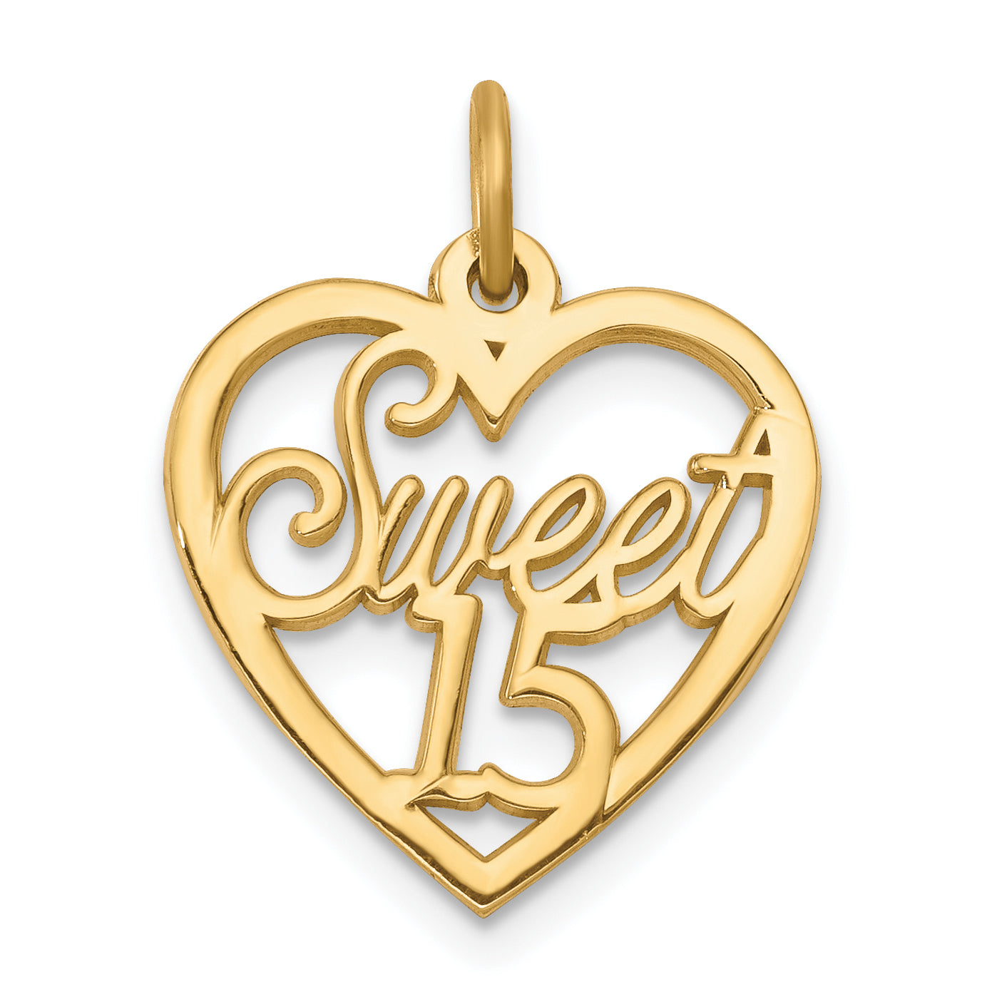 10K SWEET 15 In Heart Charm