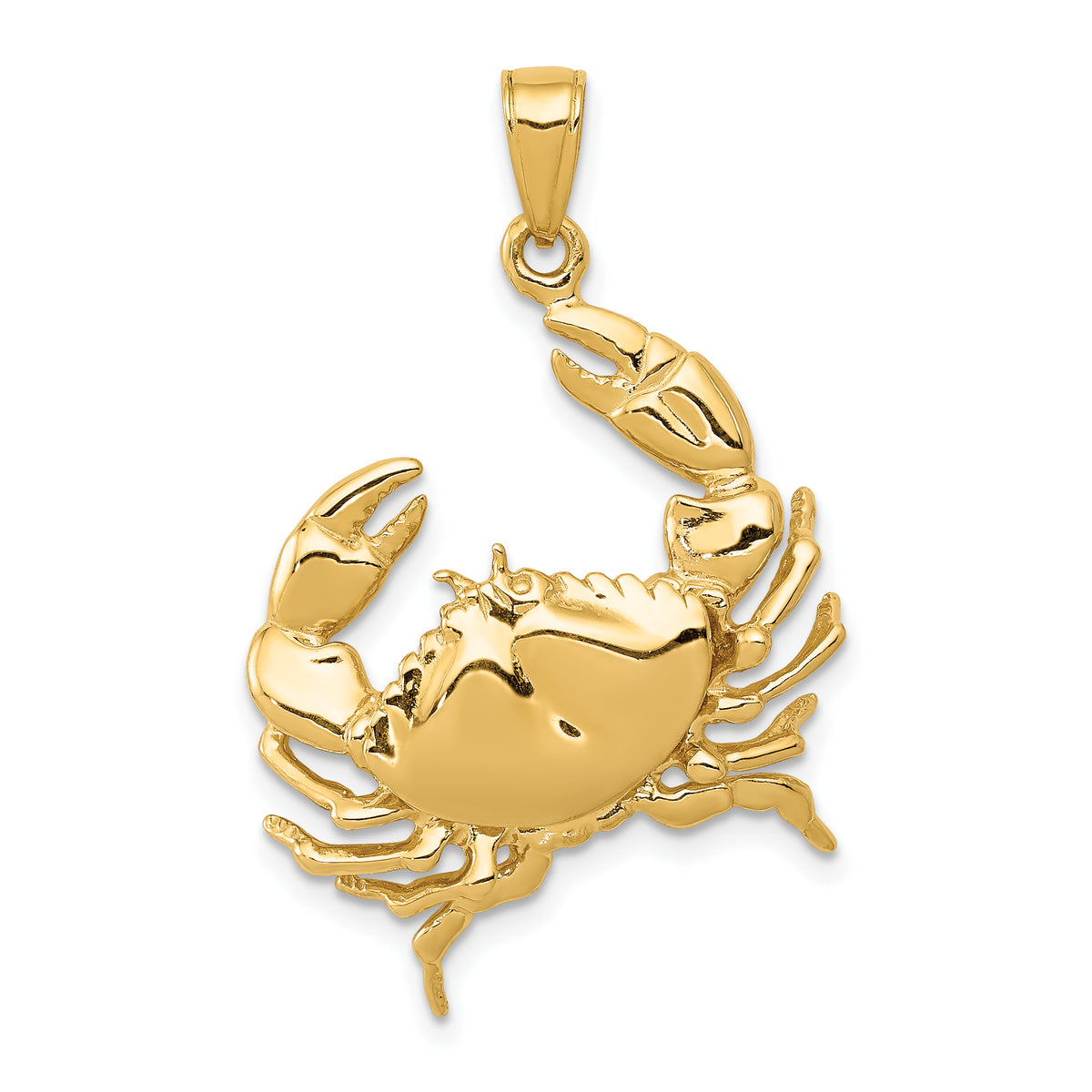 10k Stone Crab with Claw Extended Pendant