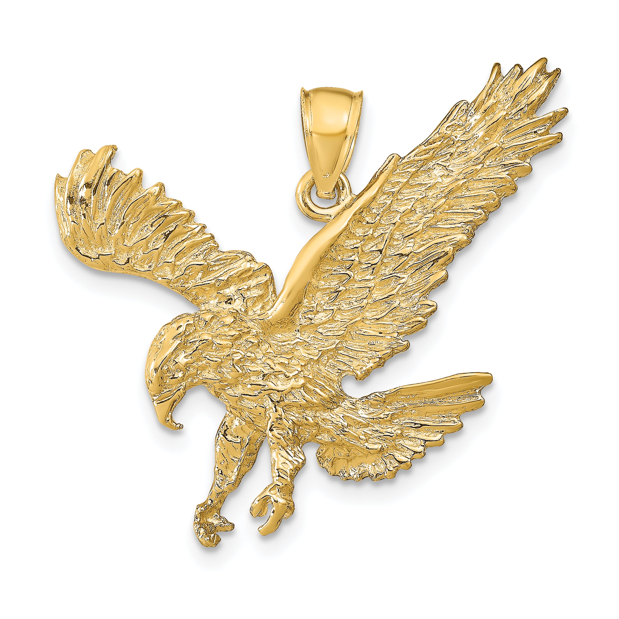 10k Textured Eagle Landing Pendant