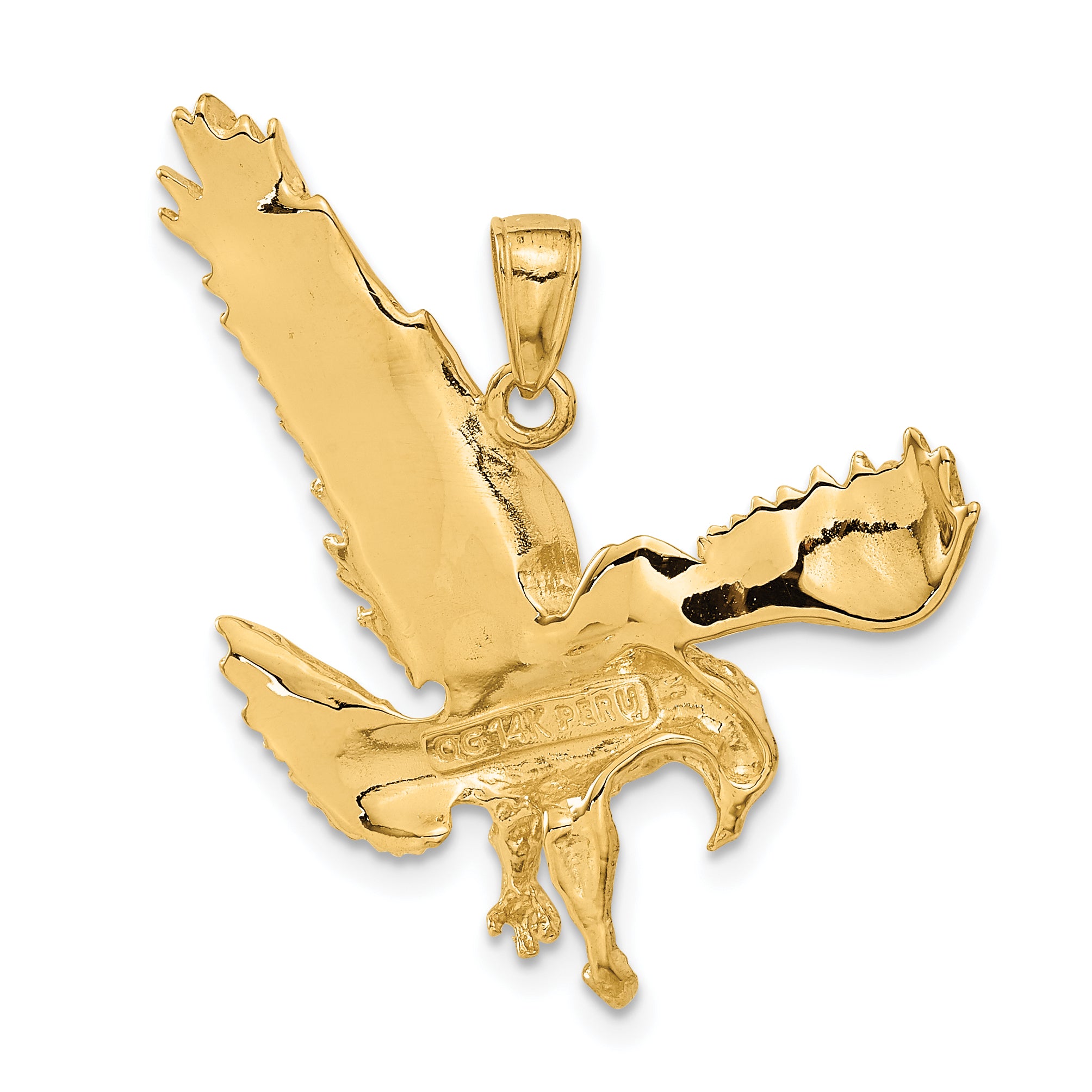 10K Textured Eagle Landing Pendant