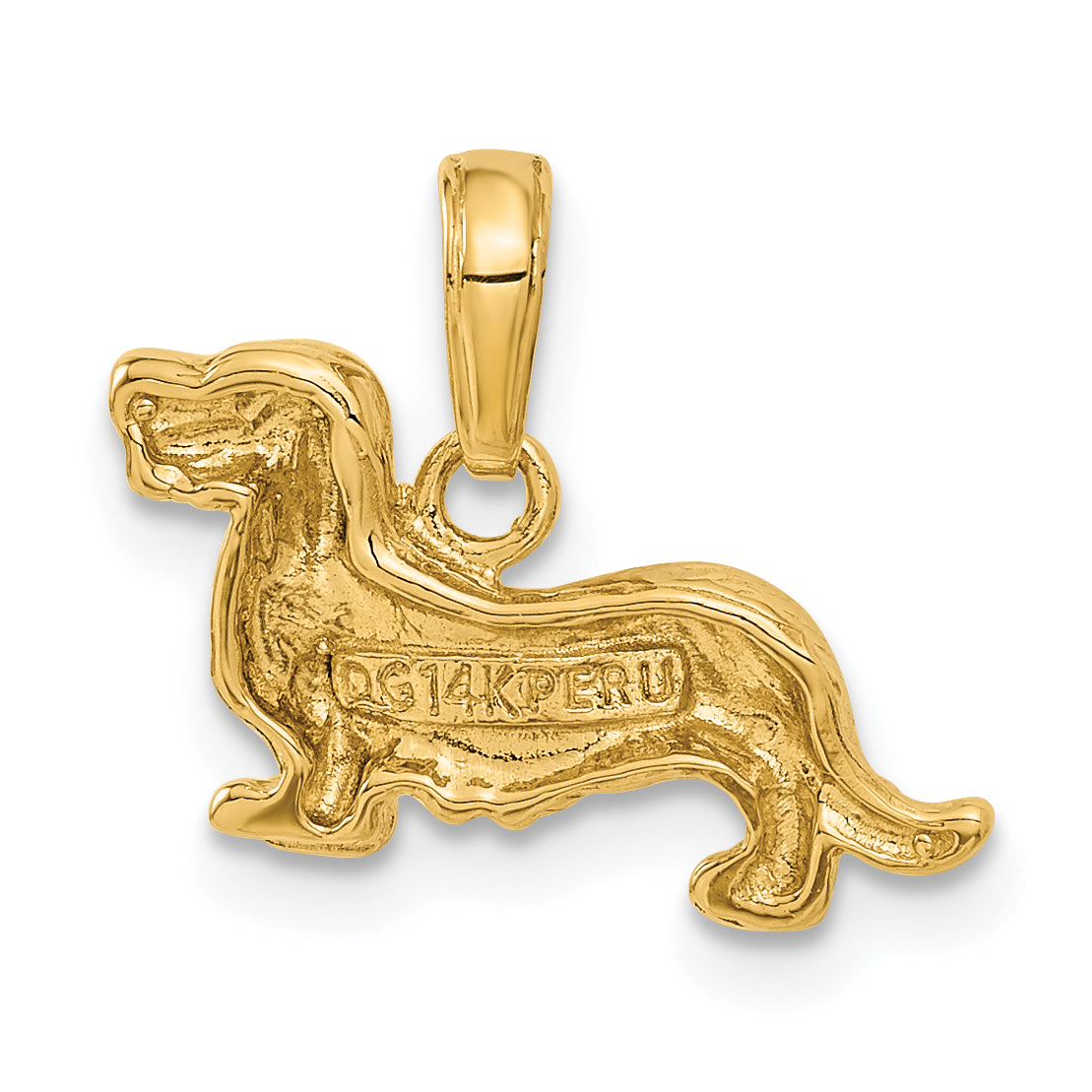 10K Long-Haired Dachshund Dog Pendant