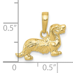 10K Long-Haired Dachshund Dog Pendant