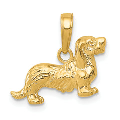 10K Long-Haired Dachshund Dog Pendant