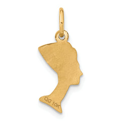 10K Gold Solid Nefertiti Bust Charm with Polished Finish