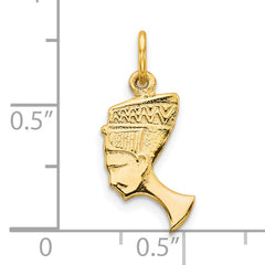 10K Gold Solid Nefertiti Bust Charm with Polished Finish