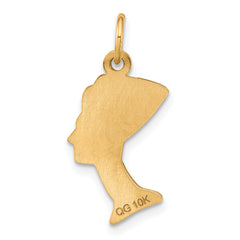 10K Gold Nefertiti Pendant with Polished Solid Finish Elegant Charm