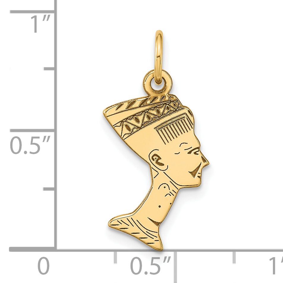 10K Gold Nefertiti Pendant with Polished Solid Finish Elegant Charm