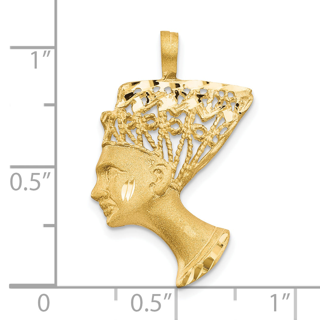 10K Gold Nefertiti Pendant with Polished Finish Solid & Elegant