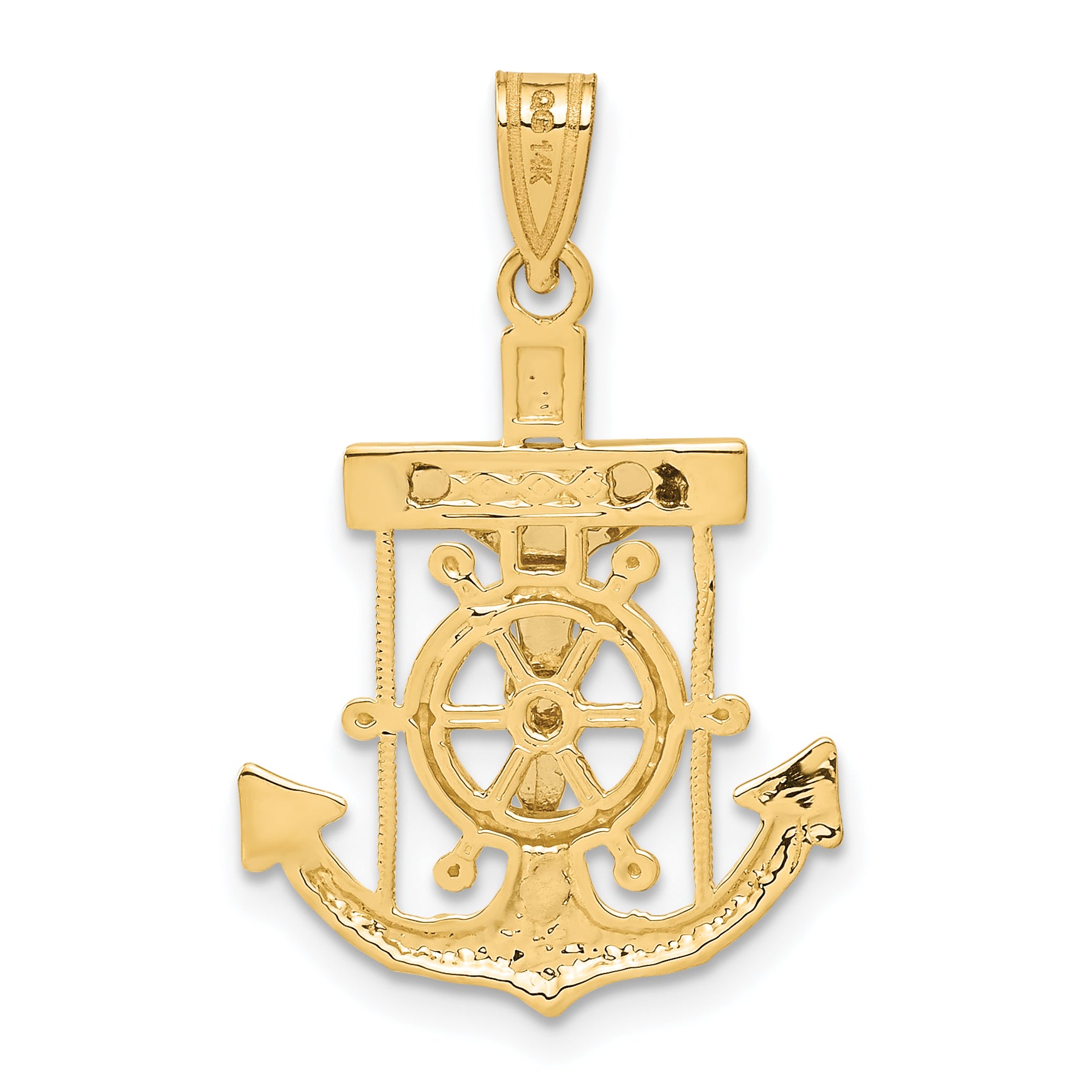 10k Two-tone Diamond-cut Mariner's Cross Pendant