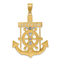 10k Two-tone Diamond-cut Mariner's Cross Pendant