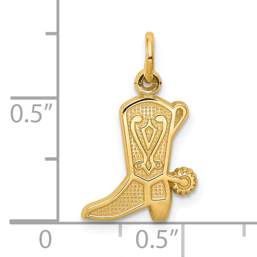 10k Solid Polished Cowboy Boot Charm