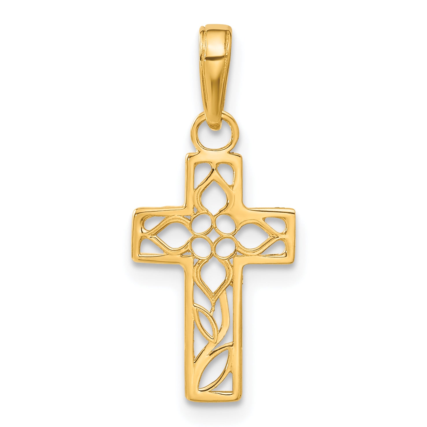 10k Diamond-cut Filigree Cross Pendant