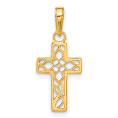 10k Diamond-cut Filigree Cross Pendant